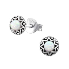 Silver Opal Stud Earrings