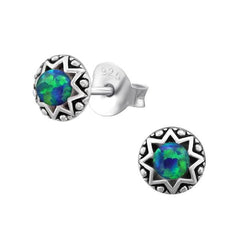 Silver Opal Stud Earrings