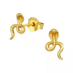Gold Cobra Stud Earrings