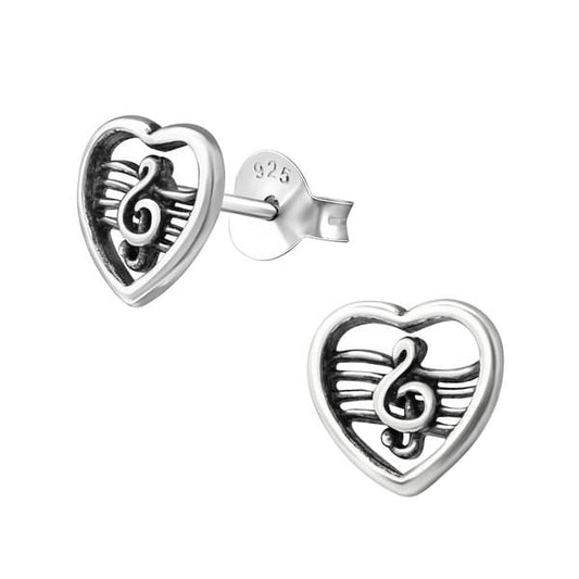 Silver Clef Stud Earrings