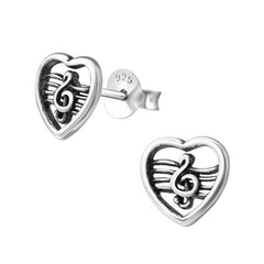 Silver Clef Stud Earrings