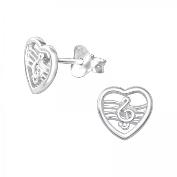 Silver Music Lover Stud Earrings