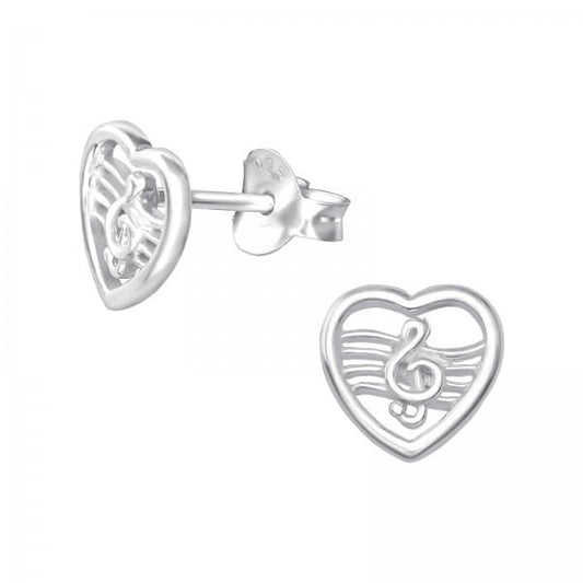 Silver Music Lover Stud Earrings