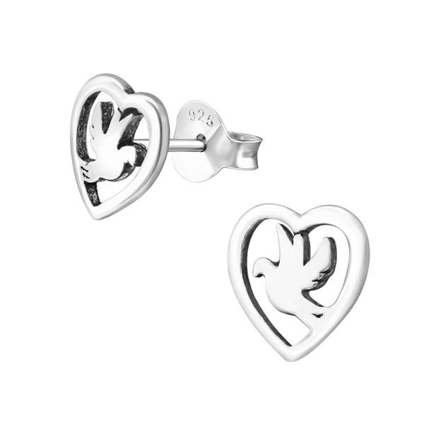 Silver Bird Stud Earrings