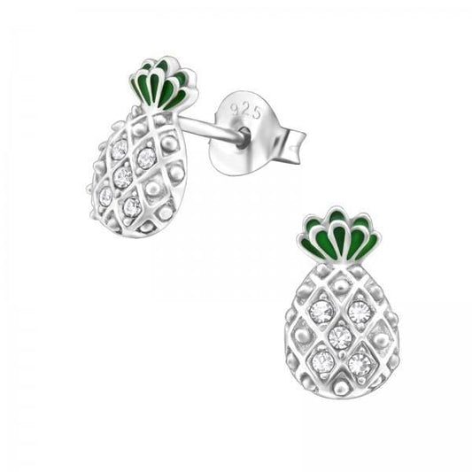 Silver Pineapple Stud Earrings