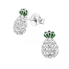 Silver Pineapple Stud Earrings