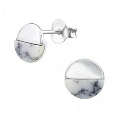 Silver Round Stud Earrings