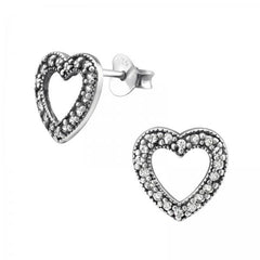 Silver Heart Stud Earrings