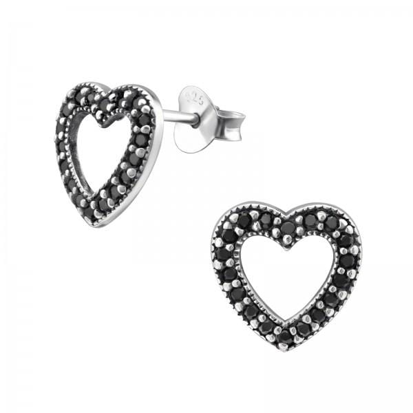Silver Heart Stud Earrings