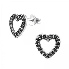 Silver Heart Stud Earrings