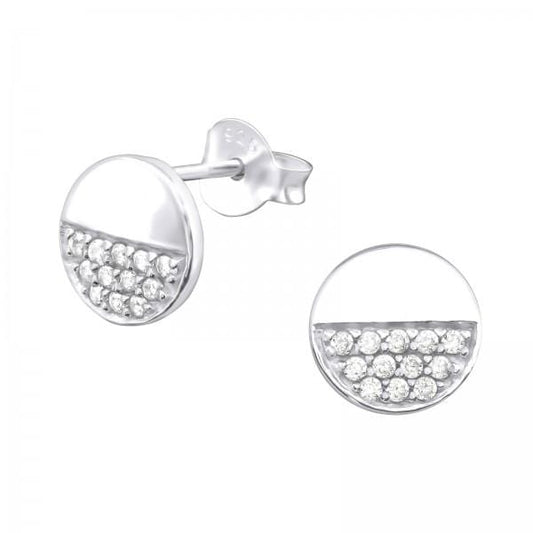 Silver Round Stud Earrings