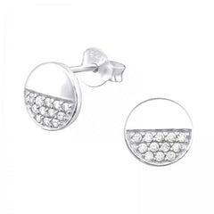 Silver Round Stud Earrings