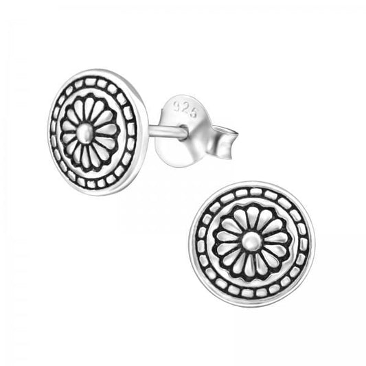 Silver Antique Stud Earrings