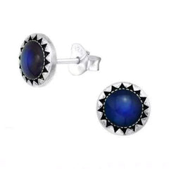 Silver Round Mood Stud Earrings