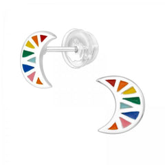 Rainbow Crescent Moon Earrings