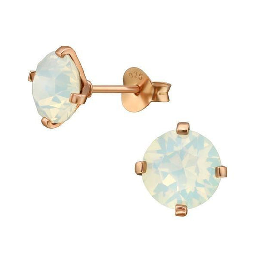 Silver Rose Gold Stud Earrings with Swarovski Crystal