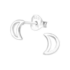 Silver Moon Stud Earrings
