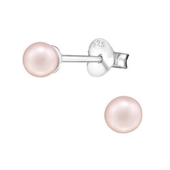 Silver Pearl Stud Earrings