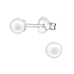 Silver Pearl Stud Earrings
