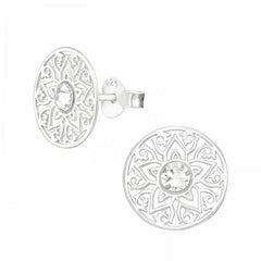 Silver Flower Filigree Stud Earrings