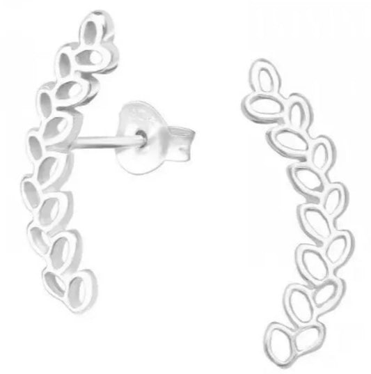 Silver Olive leaves Stud Earrings