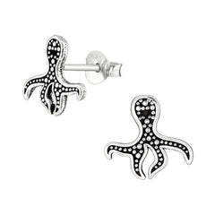 Silver Octopus Stud Earrings