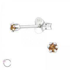 Sterling Silver Round Stud Earrings