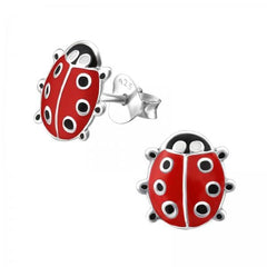 Kids Silver Ladybug Stud Earrings