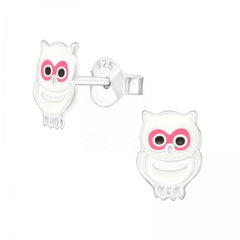 Kids Silver Owl Stud Earrings