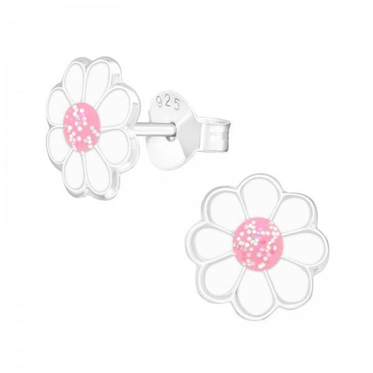 Kids Silver Flower Stud Earrings