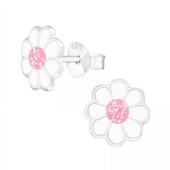 Kids Silver Flower Stud Earrings