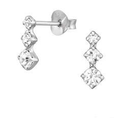 Silver Bar Stud Earrings