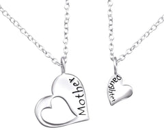 Sterling Silver Mother & daughter necklace Set