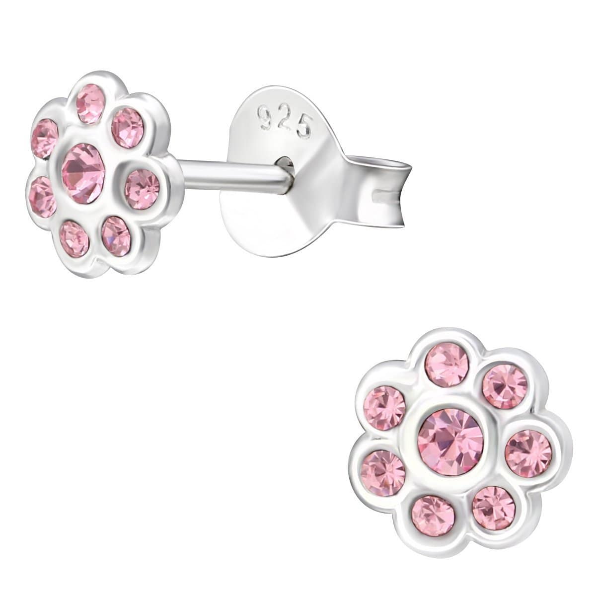 Silver Light Rose Flower Earrings