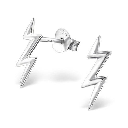 Sterling Silver Thunderbolt Stud Earrings