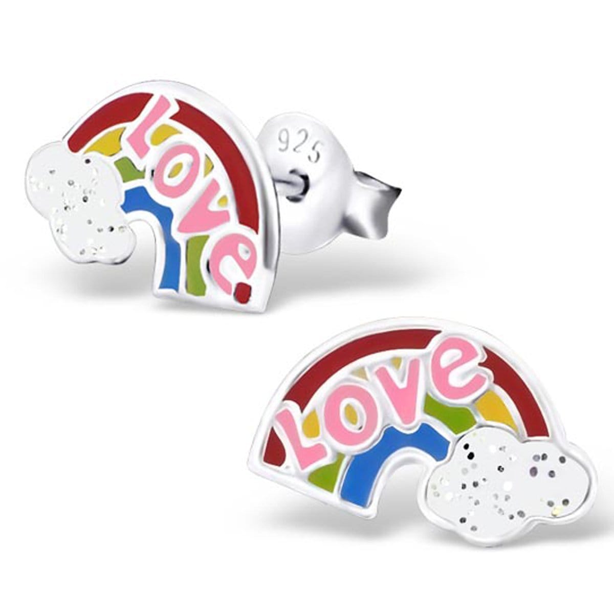 Kids Silver Rainbow Stud Earrings