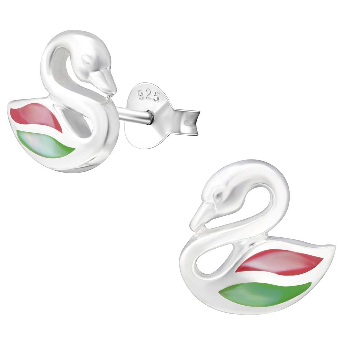 Sterling Silver Silver Swan Stud Earrings