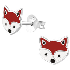 Sterling Silver Children's Silver Fox Stud Earrings