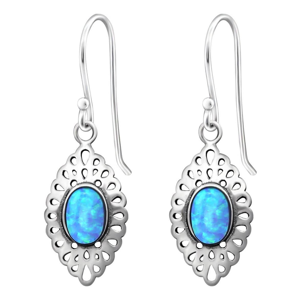 Sterling Silver Azure Marquise Opal Earrings