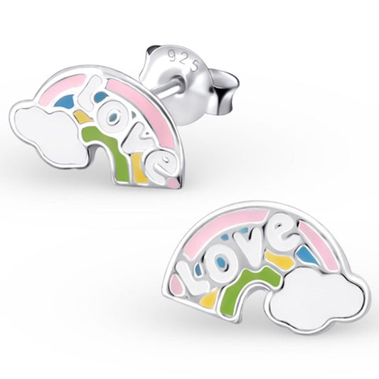 Kids Sterling Silver love Rainbow Earrings