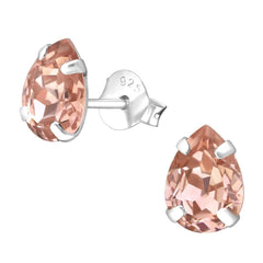 Silver Pear Stud Earrings