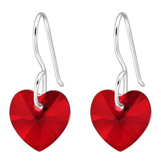 Silver Crystal Heart Earrings