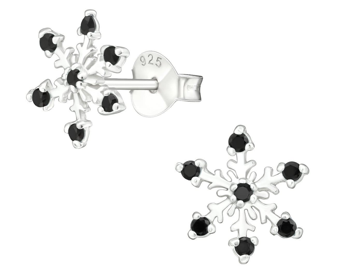 Sterling Silver Snowflake Cubic Zirconia Ear Studs