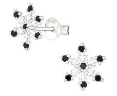 Sterling Silver Snowflake Cubic Zirconia Ear Studs