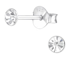 Sterling Silver Round 3mm Crystal Ear Studs