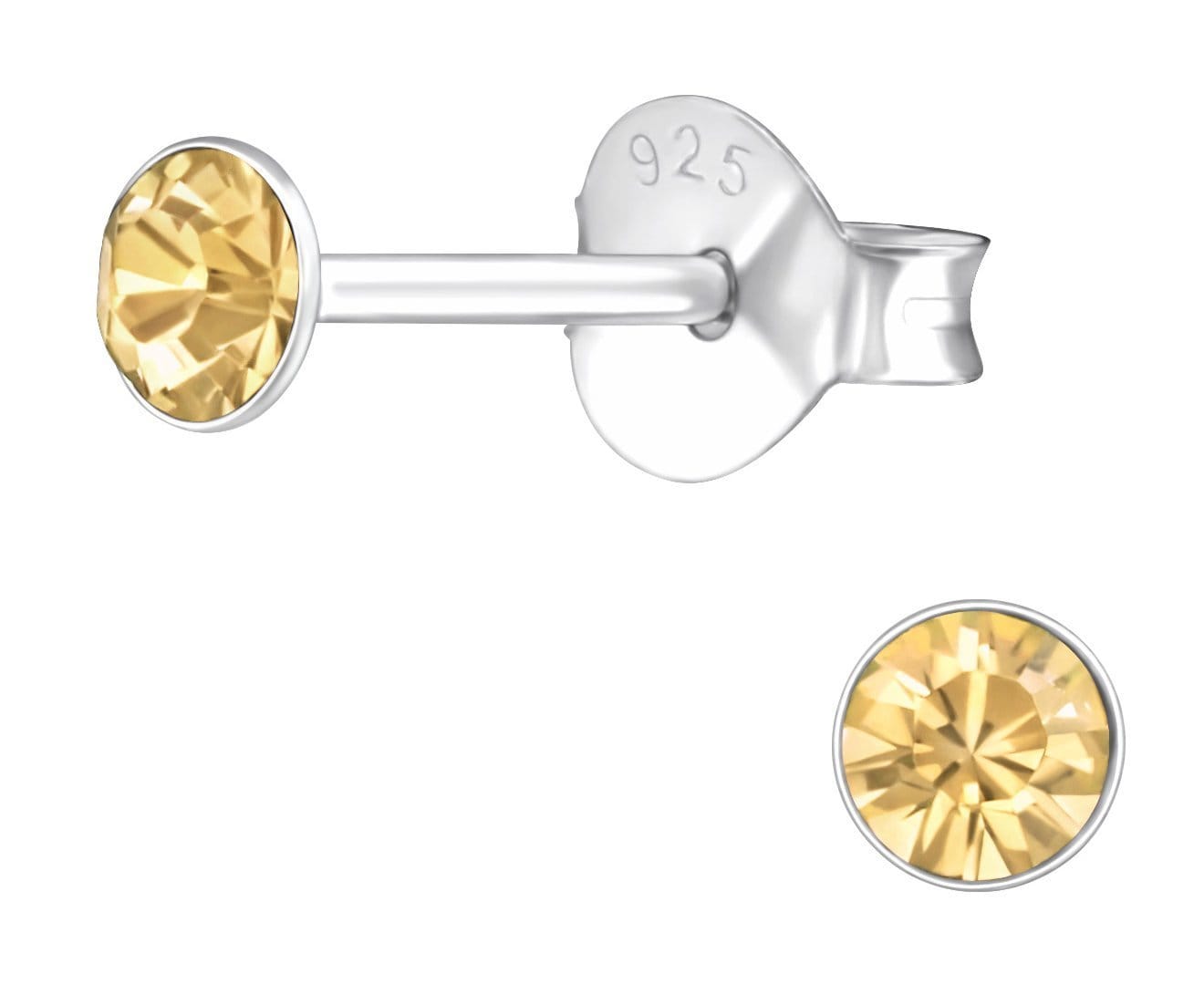 Sterling Silver Round 3mm Light Colorado Topaz Crystal Ear Studs