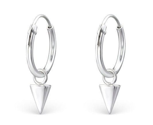 Sterling Silver Hanging Triangle Ear Hoops