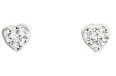 Kids Sterling Silver Crystal Heart Set