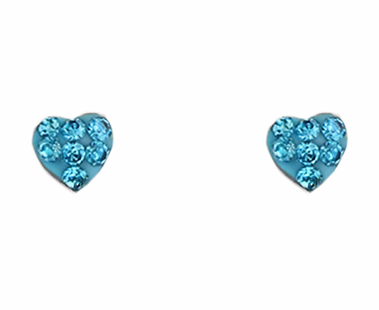 Kids Sterling Silver Crystal Heart Set