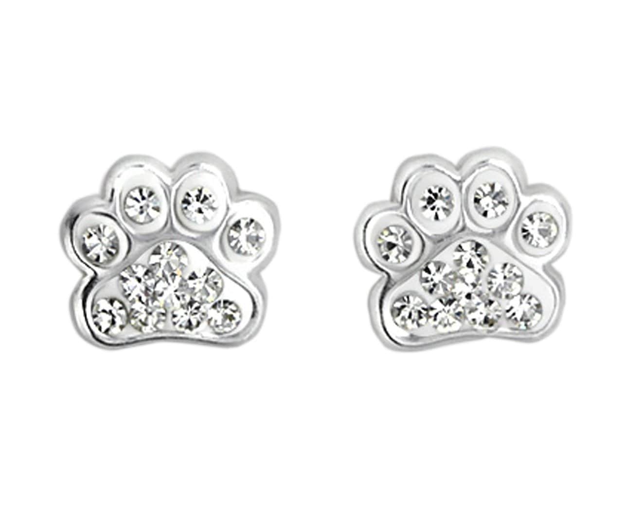 Kids Sterling Silver Crystal Dog Set